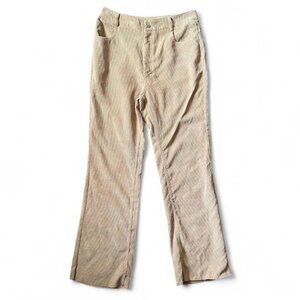 Corduroy High Waisted Wide Straight Leg Pants Khaki Size Large.